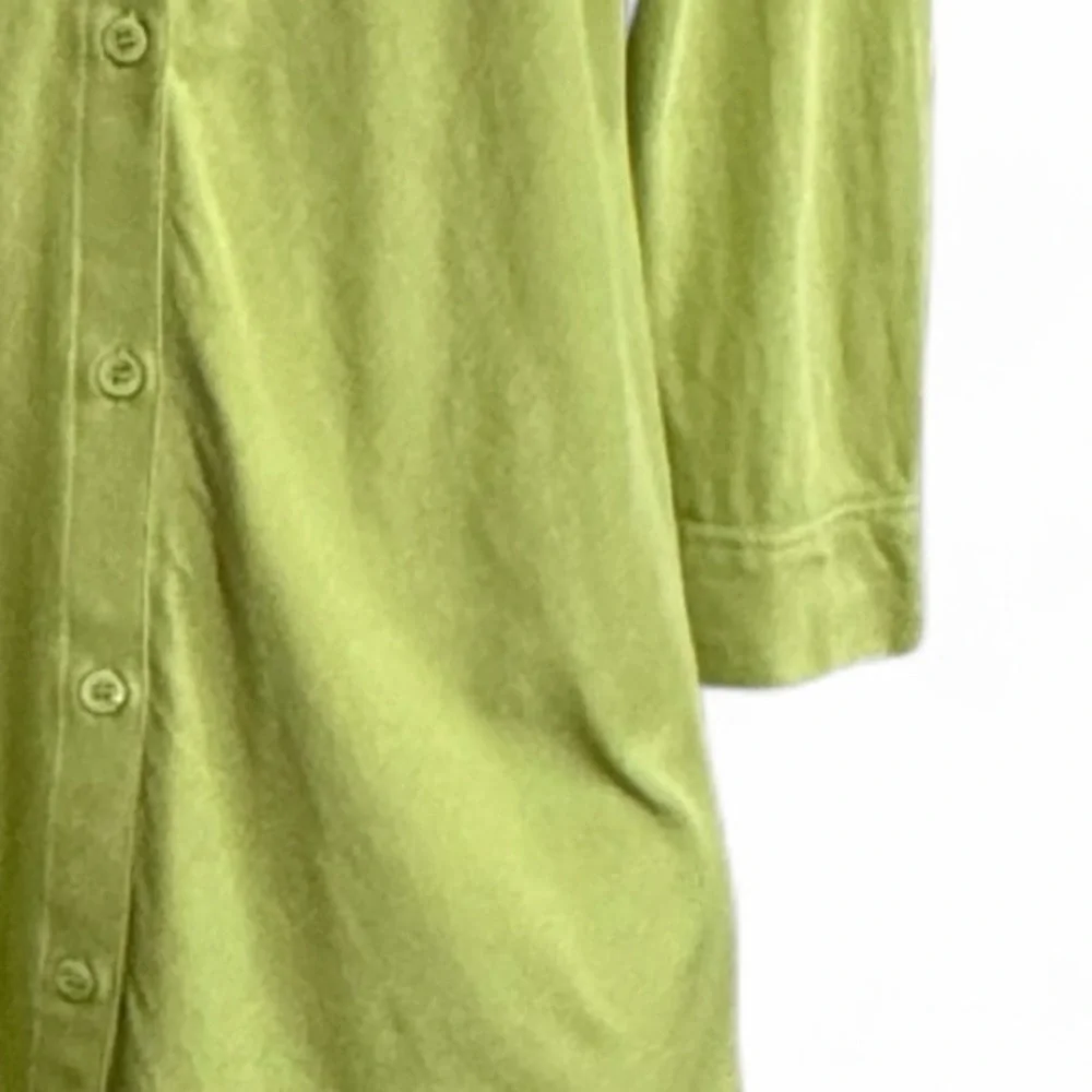 Eileen Fisher Green Organic Cotton Classic Collar Long Button Up Shirt SZ M - Picture 5 of 5